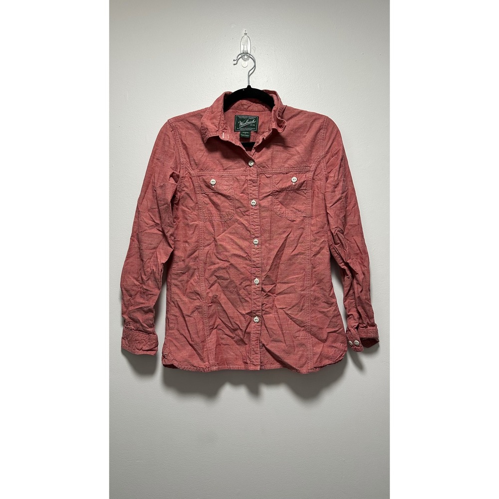 Woolrich Womens Red Cotton Button Down Long Sleeve Shirt Size S